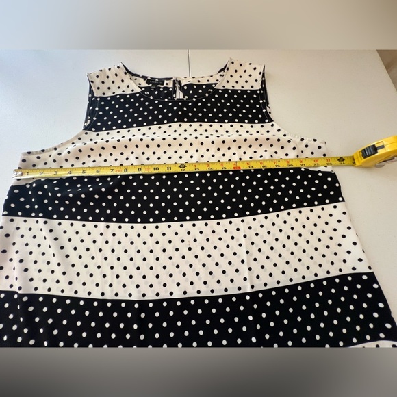 TALBOT’S BLACK & WHITE POLKA DOT WIDE STRIPE SLEEVELESS BLOUSE SIZE XL - Picture 5 of 8